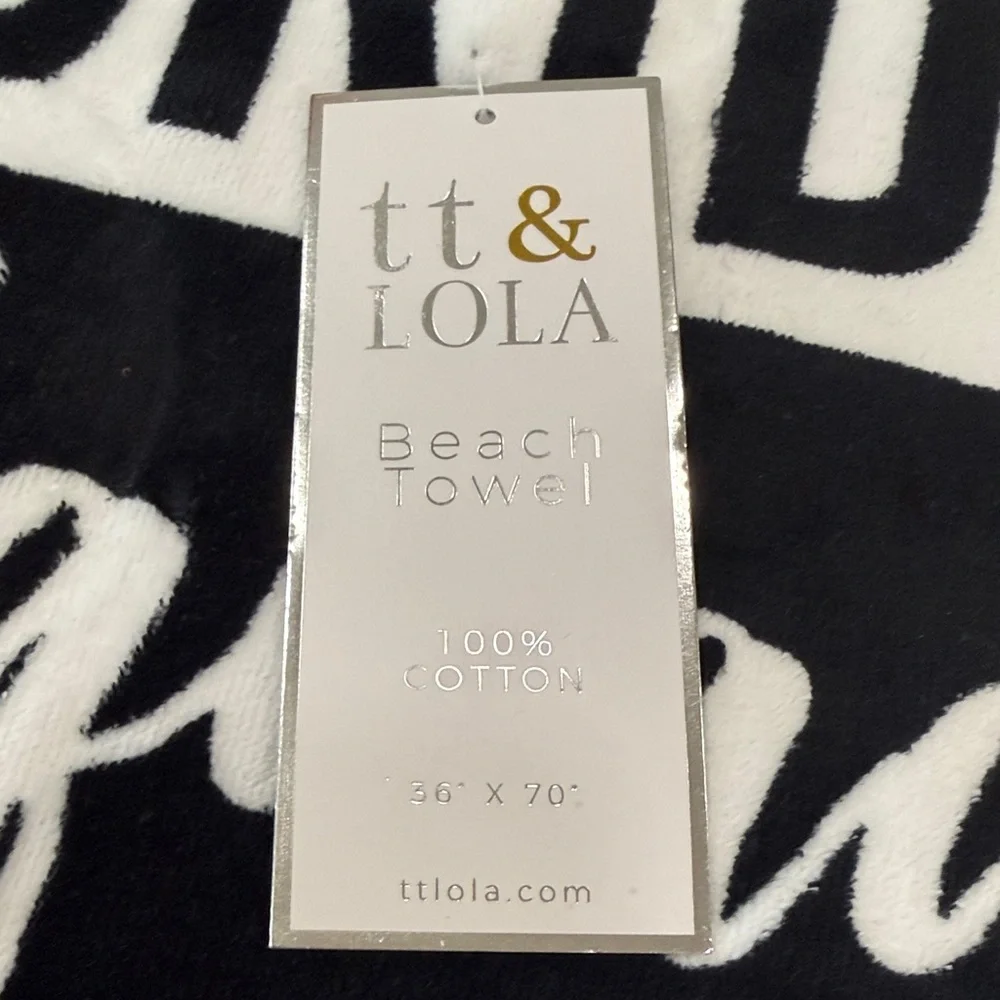 lola Black and White 'Bride Squad' Striped Beach Towel